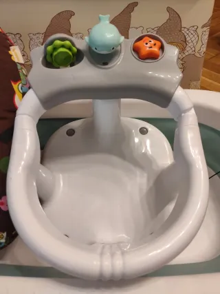 bañera bebe plegable, cojín y cambiador bebé