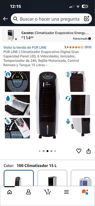 Pur Line Rafy 100 Climatizador Evaporativo