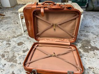 Conjunto de Maletas vintage de cuero marrón