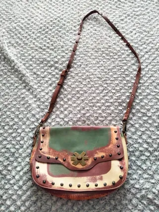 Bolso piel Desigual marrón y verde