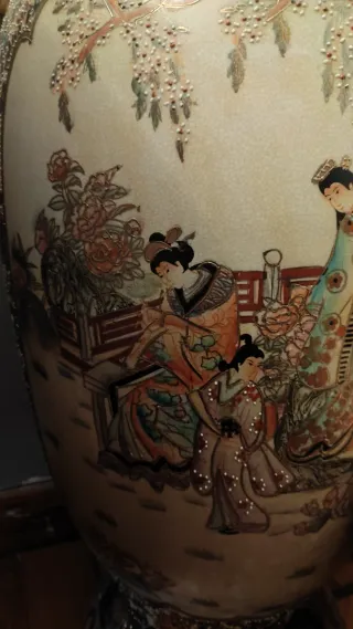 Pareja Jarrones Porcelana China Dorados