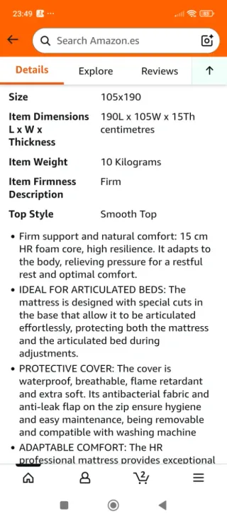 Colchón geriátrico 105×190 cm.nuevo