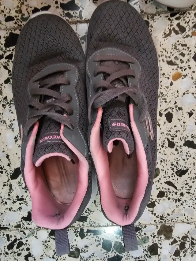 Zapatillas Skechers Mujer Talla 37 Gris Rosa