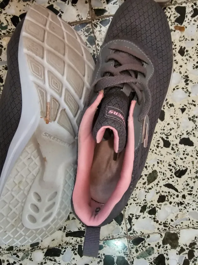 Zapatillas Skechers Mujer Talla 37 Gris Rosa