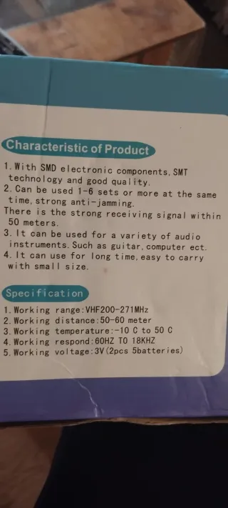 2 Jacks Inalámbricos VAM V-100R Guitarra Bajo