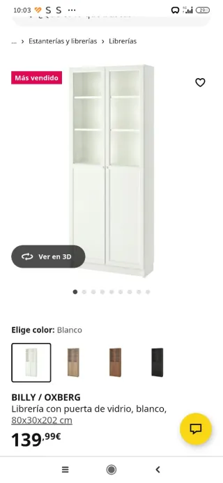 Librería Billy Ikea Blanca con Cristal