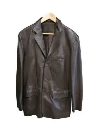 Blazer piel marrón hombre