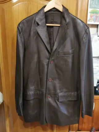 Blazer piel marrón hombre