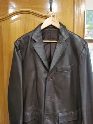 Blazer piel marrón hombre