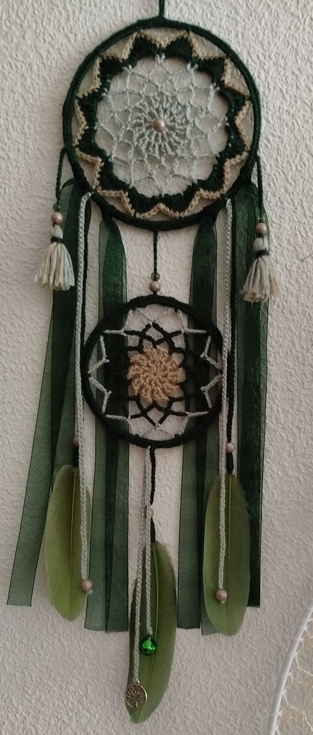 Atrapasueños mediano - tonos verde/visón 16 x57 cm