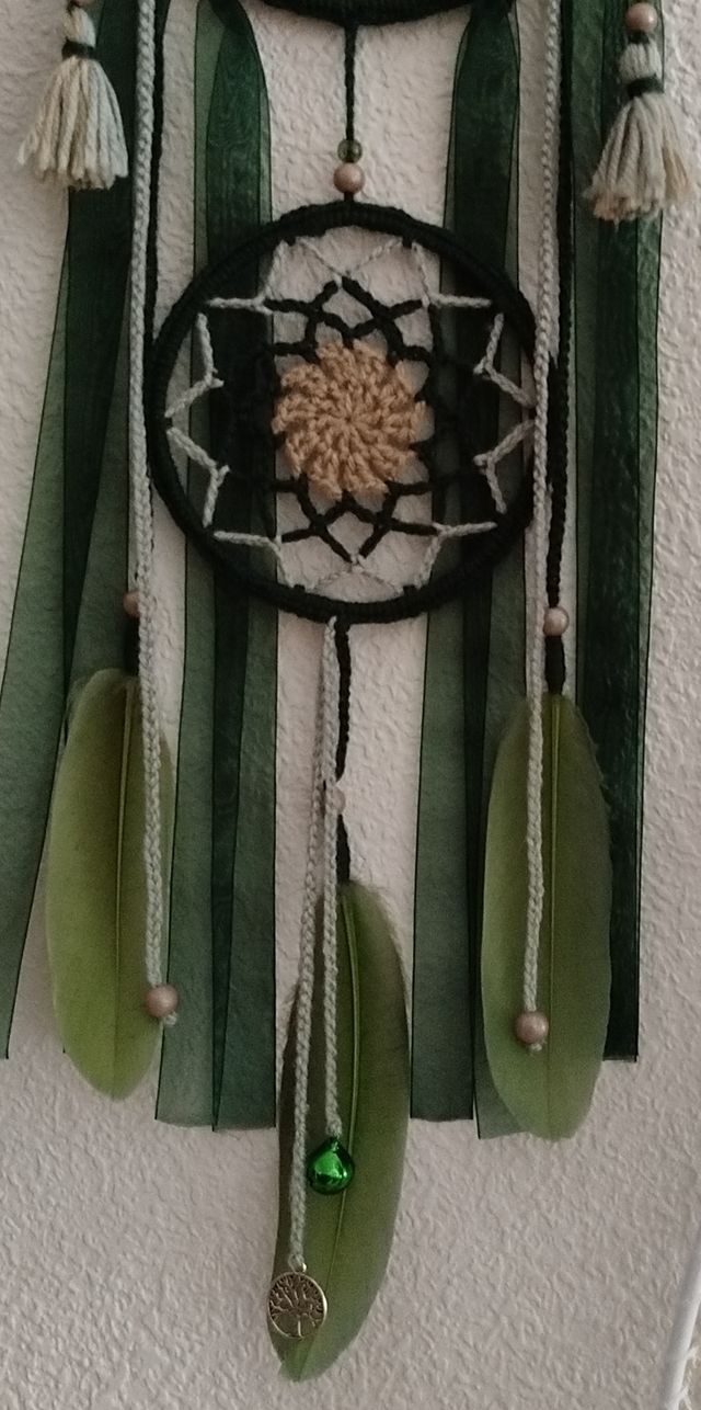 Atrapasueños mediano - tonos verde/visón 16 x57 cm