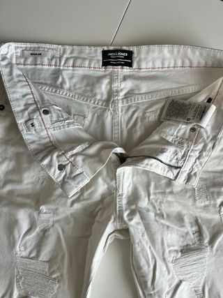 Jack & Jones White Denim Shorts Ripped Distressed