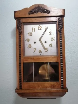 Reloj de Pared Antiguo Madera y Cristal