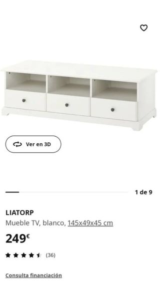 Mueble TV Ikea Liatorp Blanco