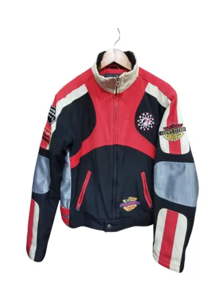 Chaqueta Motera Hombre Negra y Roja