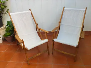 2 Hamacas de Terraza Madera y Tela