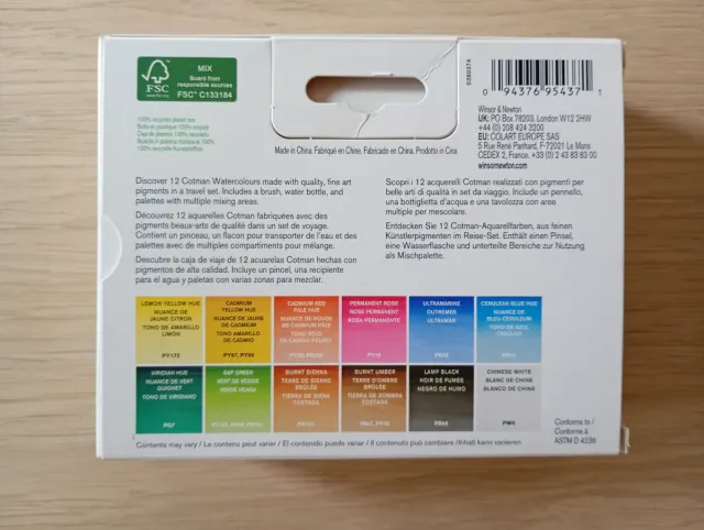 Winsor & Newton Cotman Set de Viaje portátil 13pz