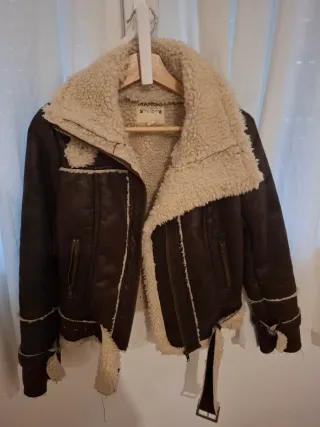 Cazadora Mango Marrón Forrada Borreguito