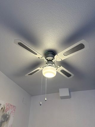 Lámpara Ventilador de Techo Plata y Blanco