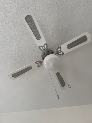 Lámpara Ventilador de Techo Plata y Blanco