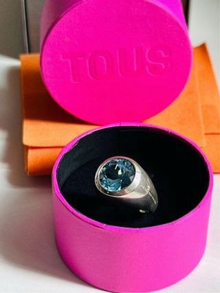 Anillo Tous Topacio Azul Plata