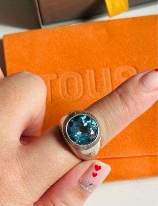 Anillo Tous Topacio Azul Plata