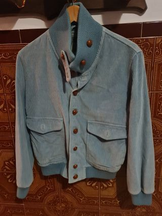 Chaqueta pana celeste hombre Talla S