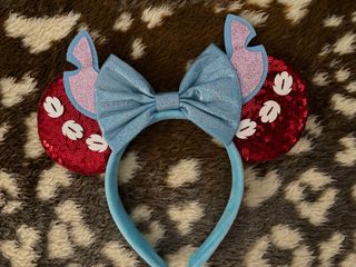 Diadema Orejas Stitch Azul y Rojo