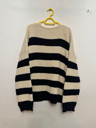 Suéter Zara rayas beige y negro