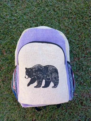 Mochila de cáñamo y algodón con diseño de oso trib