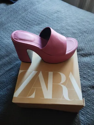 Zapatos Zara Barbie Rosa Plataforma Tacón