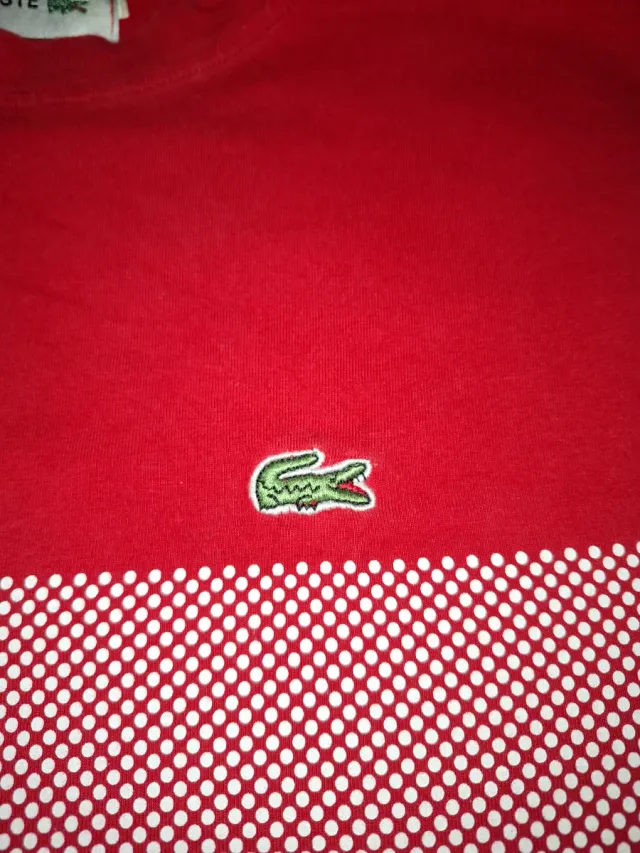 Camiseta Lacoste Roja y Blanca