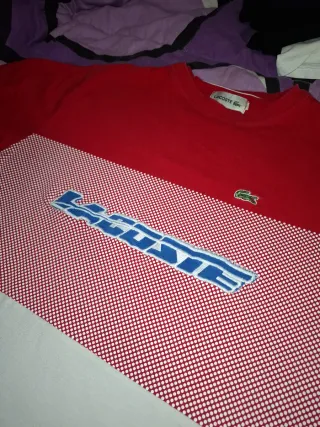 Camiseta Lacoste Roja y Blanca
