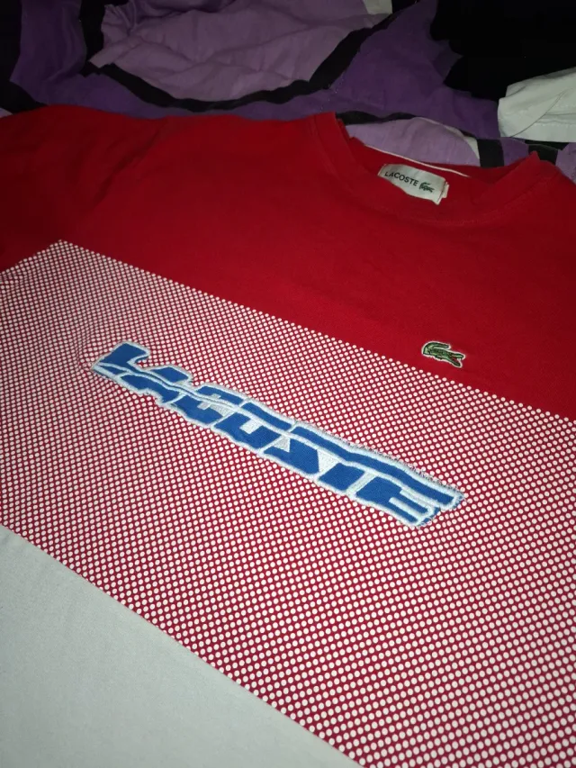 Camiseta Lacoste Roja y Blanca