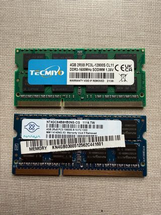 Memorias RAM para portátil (4GB, 1GB, 512MB)