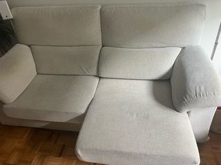 3 + 2 Sofás de tela beige y marrón