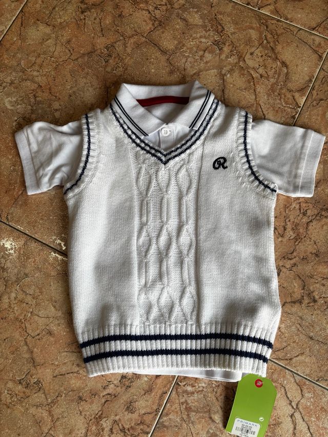 Conjunto polo y chaleco 12-18 meses