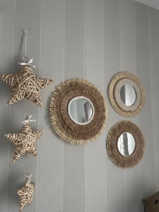 Espejo redondo decorativo de yute+REGALO