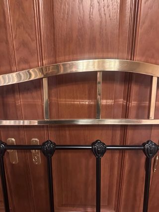 Cabecero latón y hierro forjado antiguo dorado