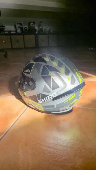 Casco Moto Shiro Negro y Amarillo talla L/58cm