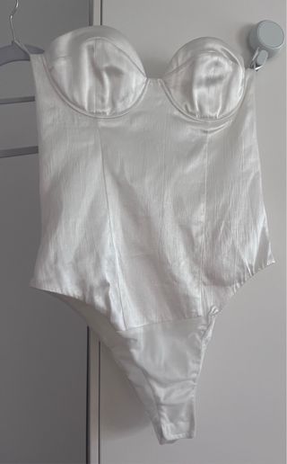 Top Zara Satén Blanco Talla L