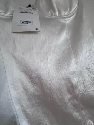 Top Zara Satén Blanco Talla L