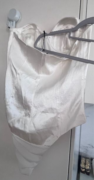 Top Zara Satén Blanco Talla L