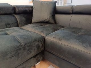 Sofá Rinconera Terciopelo Negro 262cm