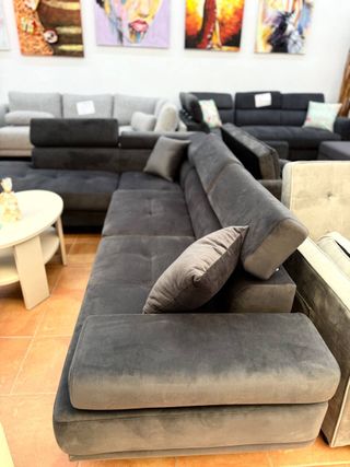 Sofá Rinconera Gris Oscuro Tela