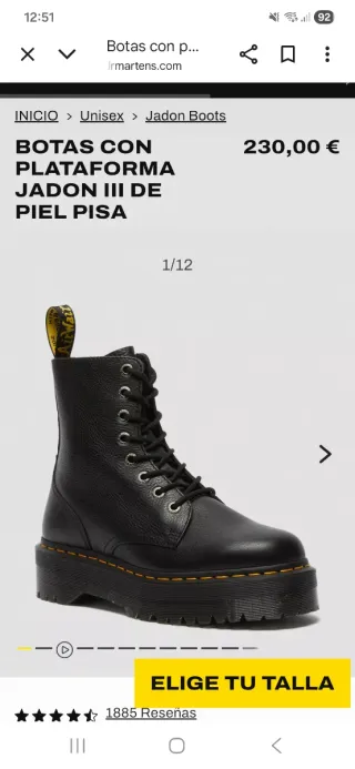 Botas Dr. Martens Jadon III Talla 40 Negras