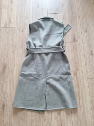 Chaleco Largo Paño Mango Verde Talla S