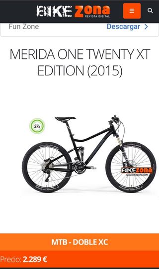 Bicicleta Mérida One Twenty XT Eléctrica