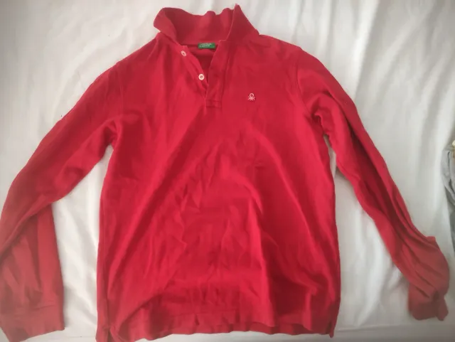 Jersey Benetton cuello polo color rojo