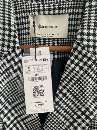 Chaleco cuadros pata de gallo Stradivarius Talla S